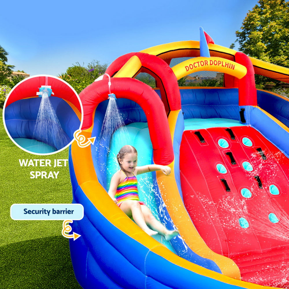 Kids Inflatable Pool Water Slide Cannon Splash Park Toss Game 408X386CM
