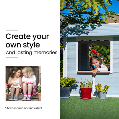 ROVO KIDS Cubby House, Outdoor Wooden DIY Timber Cottage Style Playhouse, for Children