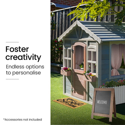 ROVO KIDS Cubby House, Outdoor Wooden DIY Timber Cottage Style Playhouse, for Children