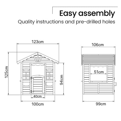 ROVO KIDS Cubby House, Wooden Outdoor DIY Timber Cottage Style Playhouse, for Children