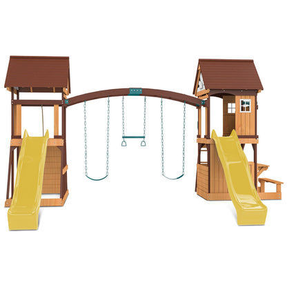 Lifespan Kids Armadale Swing Set & Play Centre with Two 2.2m Slide (Yellow)